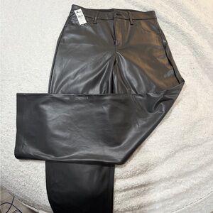 Express Black Faux Leather Wide Leg Trousers